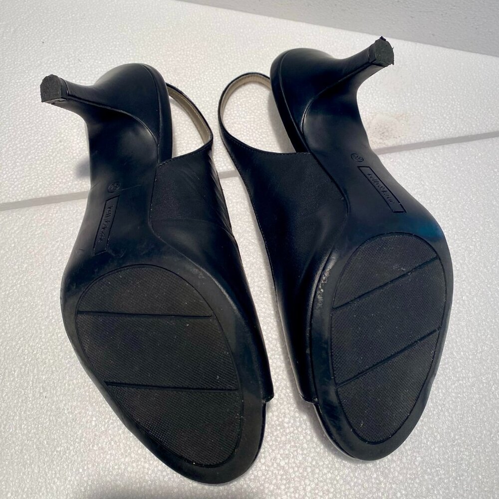 Kelly & Katie Black Leather Open Toe Slingback Heel Size 8.5 - Picture 7 of 7